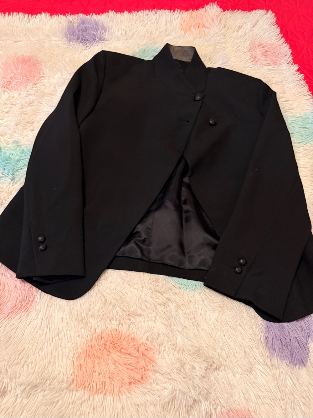 Zara Black Cropped Mandarin Collar Blazer Jacket